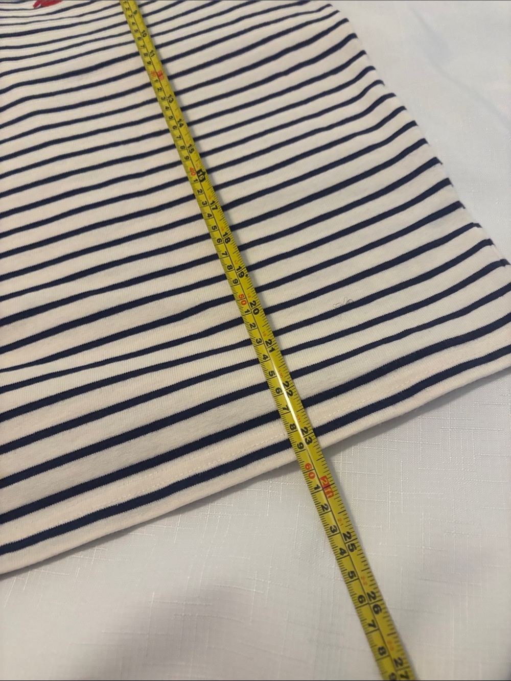 J Crew Boatneck top white & navy stripes SZ XXL embroidered red kiss nautical - Picture 7 of 9
